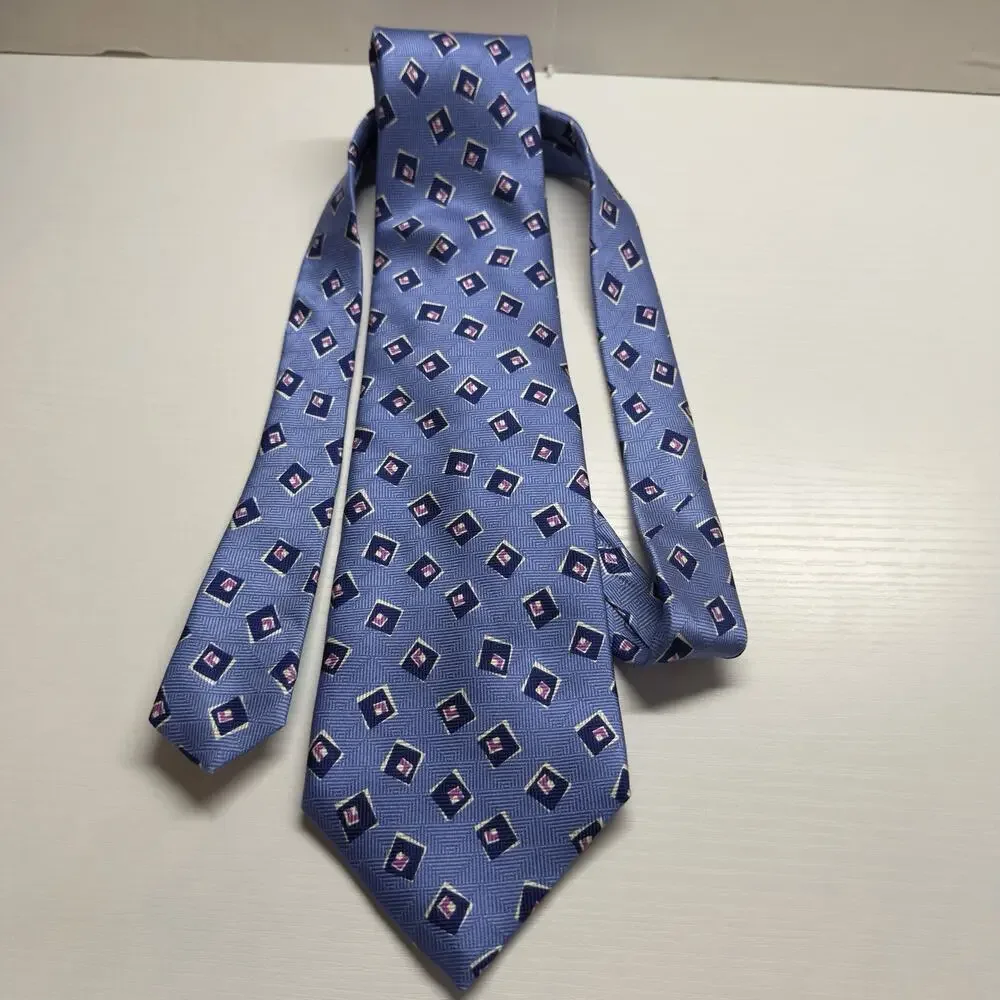 2 Silk Ties Vintage Ralph Lauren Chaps Polo Blue Geometric Red Paisley Handmade